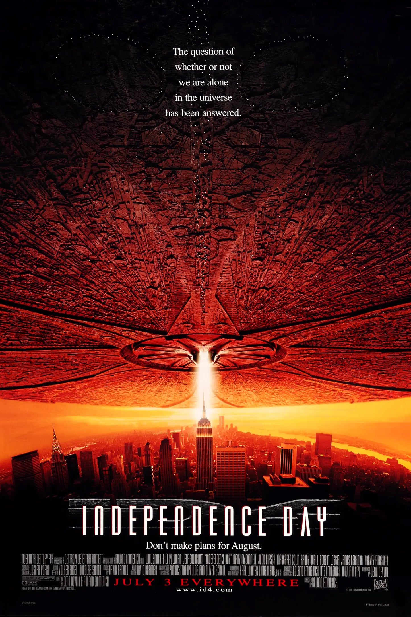 INDEPENDENCE DAY MOVIE POSTER - 1996 SCI-FI ALIEN INVASION BLOCKBUSTER ART