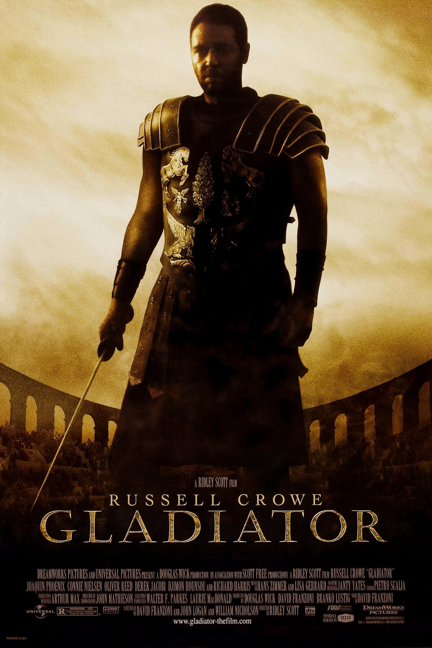 GLADIATOR MOVIE POSTER - RUSSELL CROWE 2000 EPIC ROMAN WARRIOR FILM ART