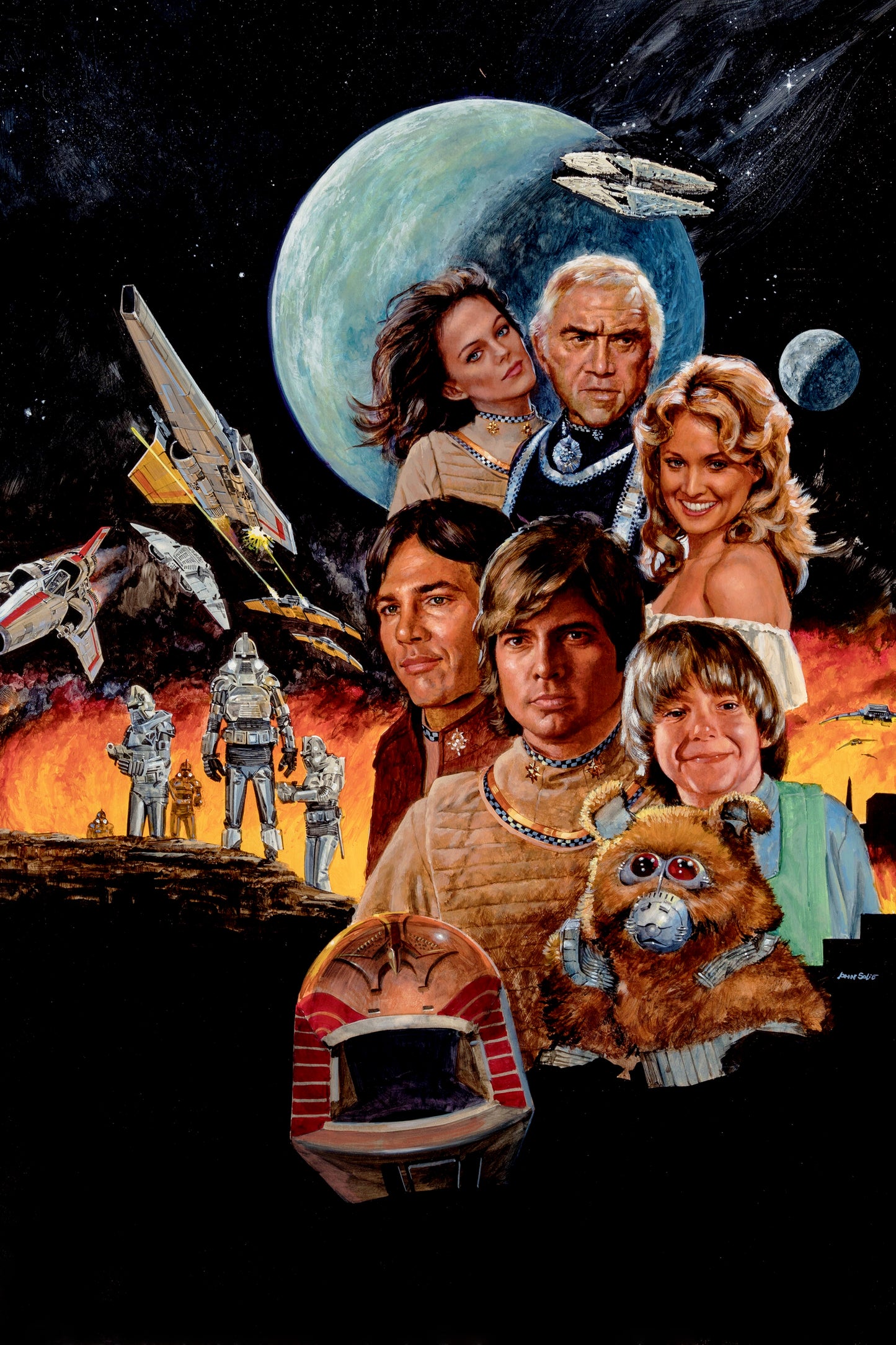 BATTLESTAR GALACTICA POSTER - 1978 CLASSIC SCI-FI TV SERIES VINTAGE SPACE ART