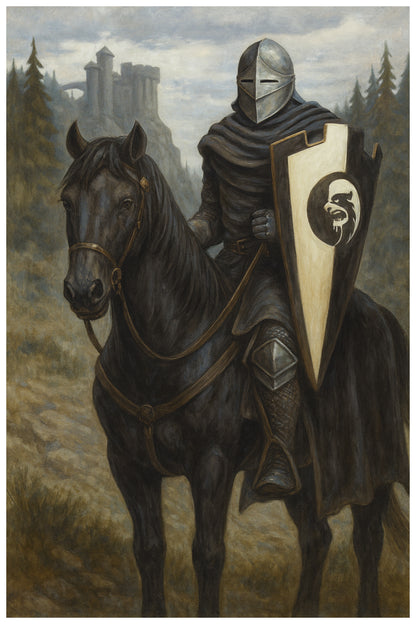BLACK KNIGHT - MAGIC THE GATHERING CARD ART INSPIRED POSTER