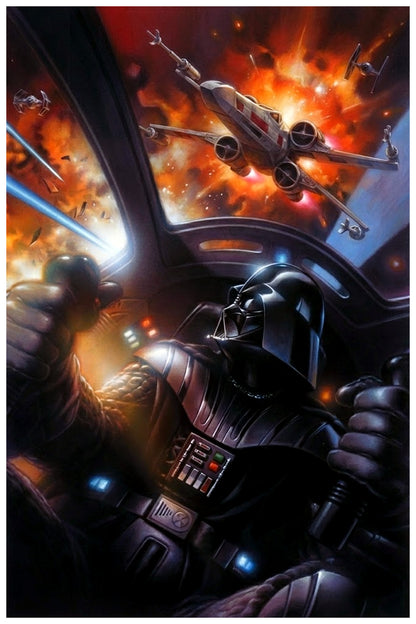 STAR WARS - DARTH VADER DOGFIGHT COCKPIT POSTER - EXPLOSION SPACE BATTLE ART PRINT