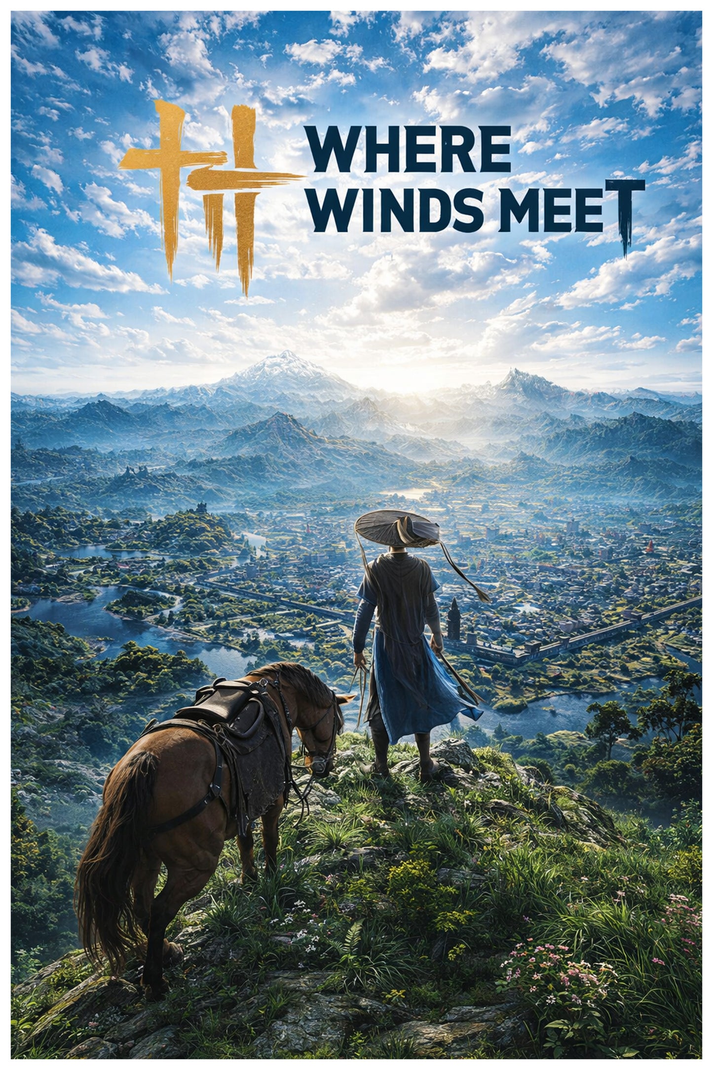 WHERE WINDS MEET POSTER OPEN WORLD WUXIA RPG GAME ART LANDSCAPE SCENE