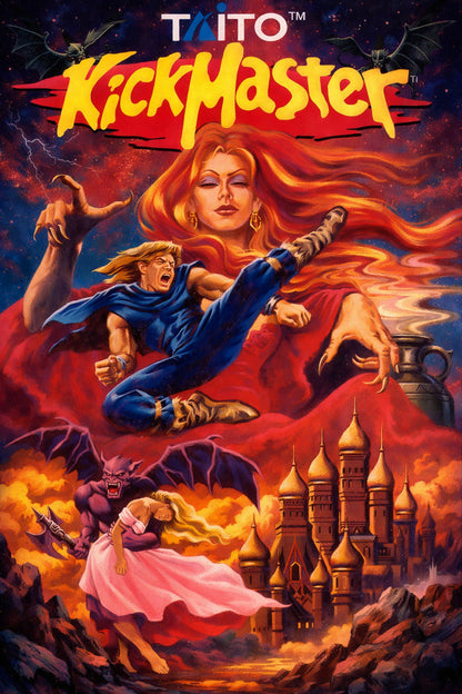 KICKMASTER POSTER NES GAME COVER ART VINTAGE MAGIC MARTIAL ARTS FANTASY