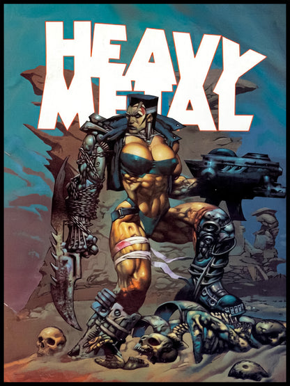 SIMON BISLEY HEAVY METAL POSTER V17#3 COVER WARLADY FUTURISTIC WARRIOR ART
