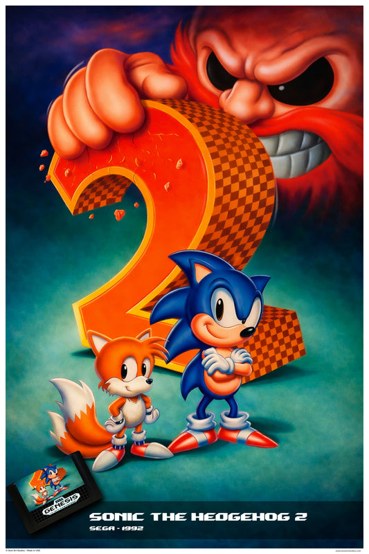 GENESIS - SONIC THE HEDGEHOG 2 - COVER MONTAGE - SEGA POSTER