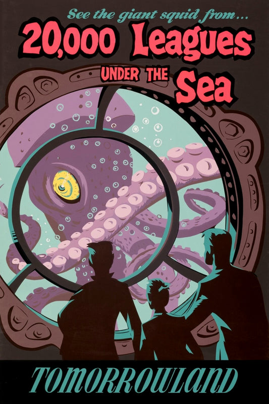 DISNEY - 20,000 LEAGUES UNDER THE SEA - TOMORROWLAND ATTRACTION POSTER - GIANT SQUID OBSERVATION SCENE POSTER