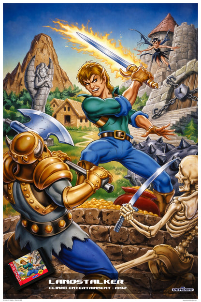 LANDSTALKER POSTER - SEGA GENESIS COVER ART - 1992 CLIMAX ACTION RPG PRINT