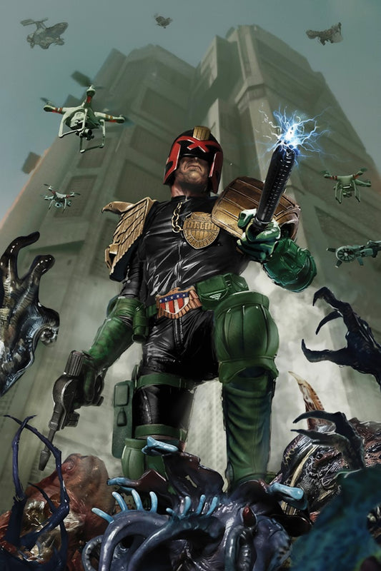 JUDGE DREDD - ALIEN INVASION FUTURE LAW ENFORCER POSTER - DRONES & MONSTERS ACTION