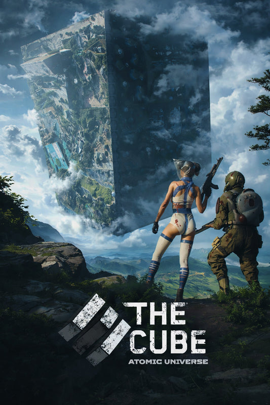 THE CUBE - ATOMIC UNIVERSE 2026 GAME POSTER - SCI-FI ADVENTURE LANDSCAPE
