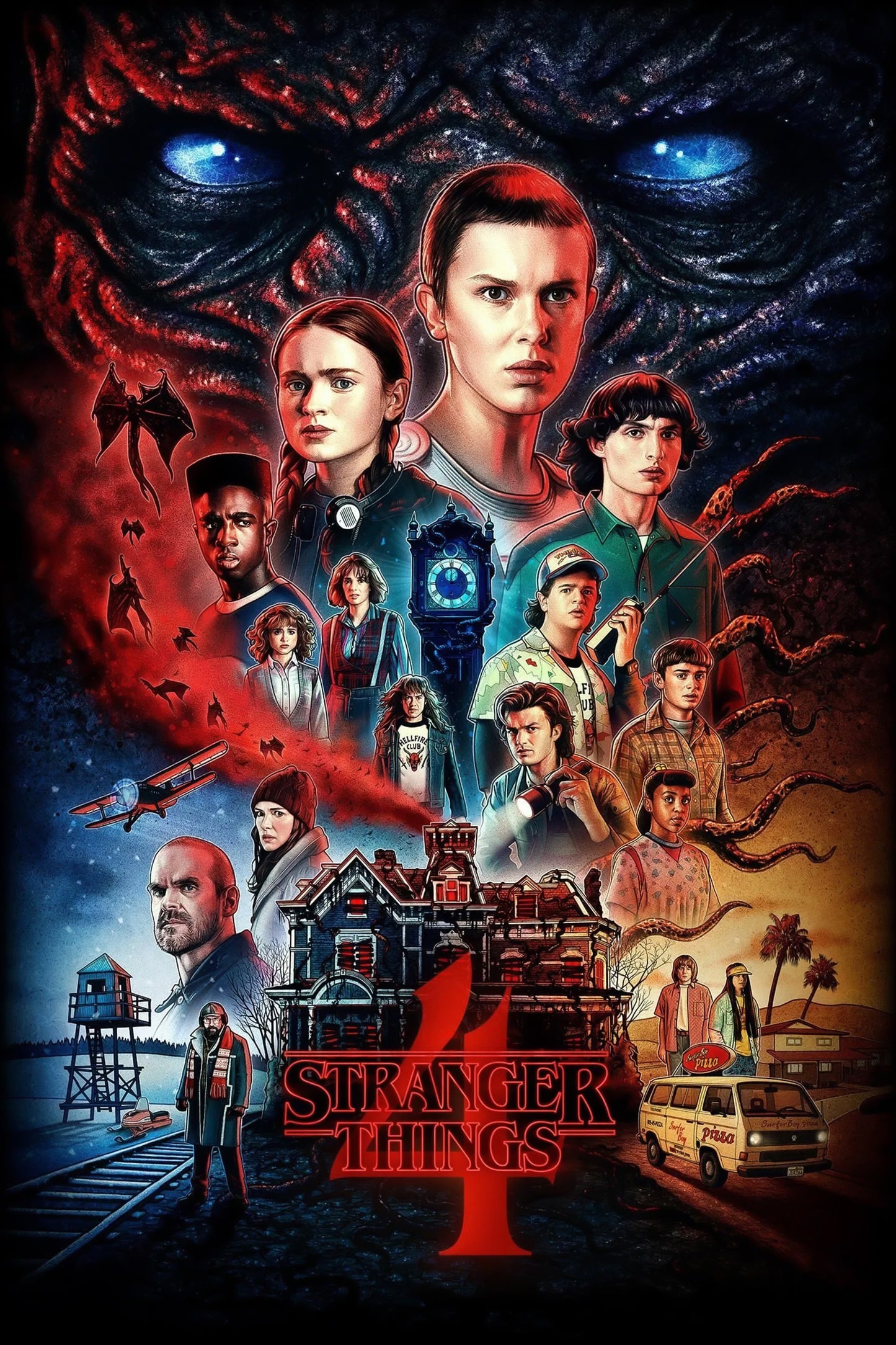STRANGER THINGS - SEASON 4 POSTER - VECNA CLOCK HOUSE HORROR ART PRINT