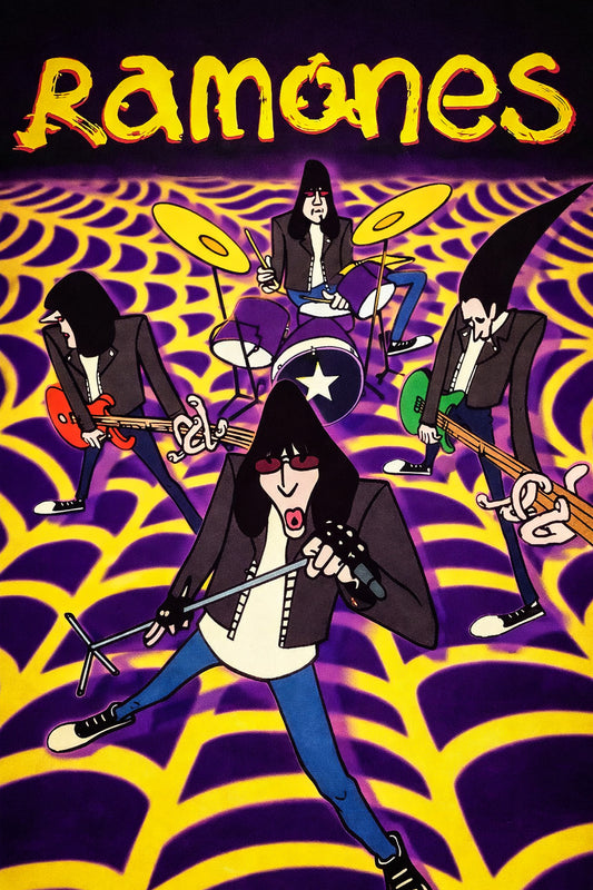 Ramones Poster – Greatest Hits Live – Punk Rock Live Illustration 1980s – Sire Records