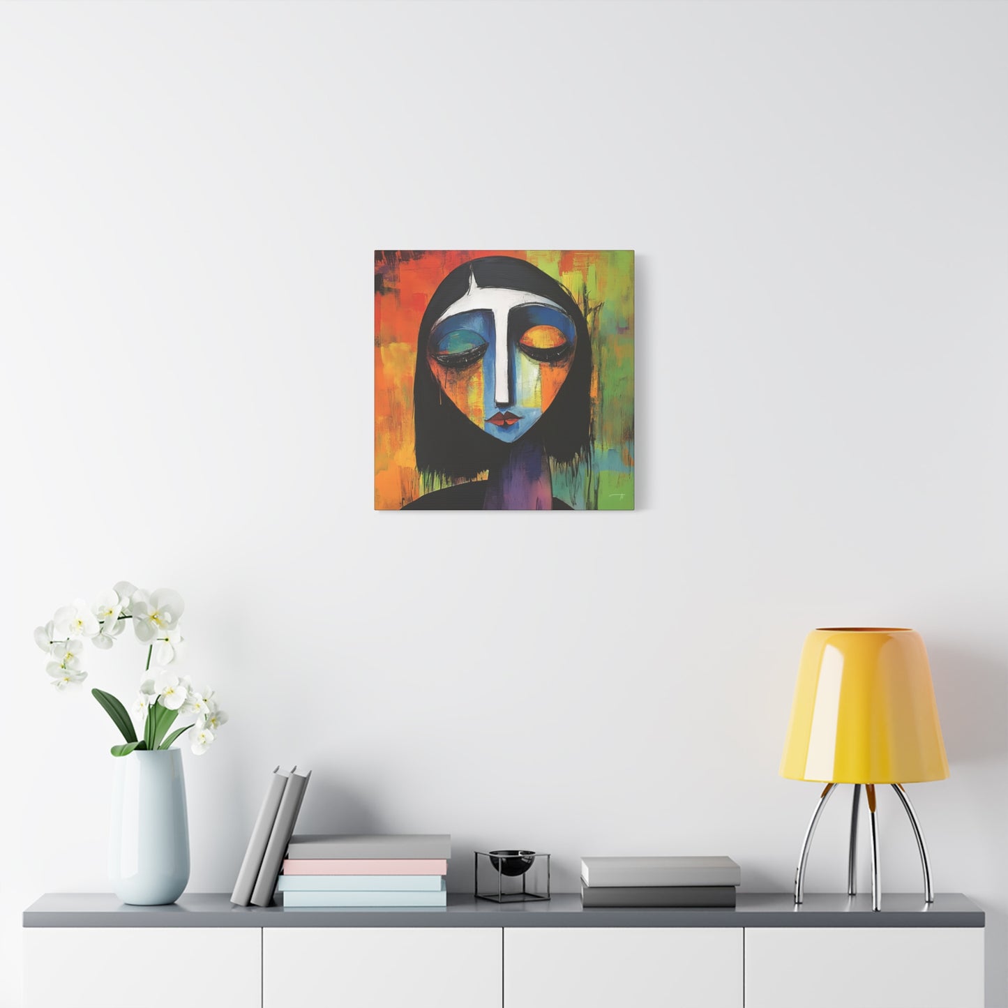 Charles Blackman Inspired – "Melancholy Vision" Square Canvas Art