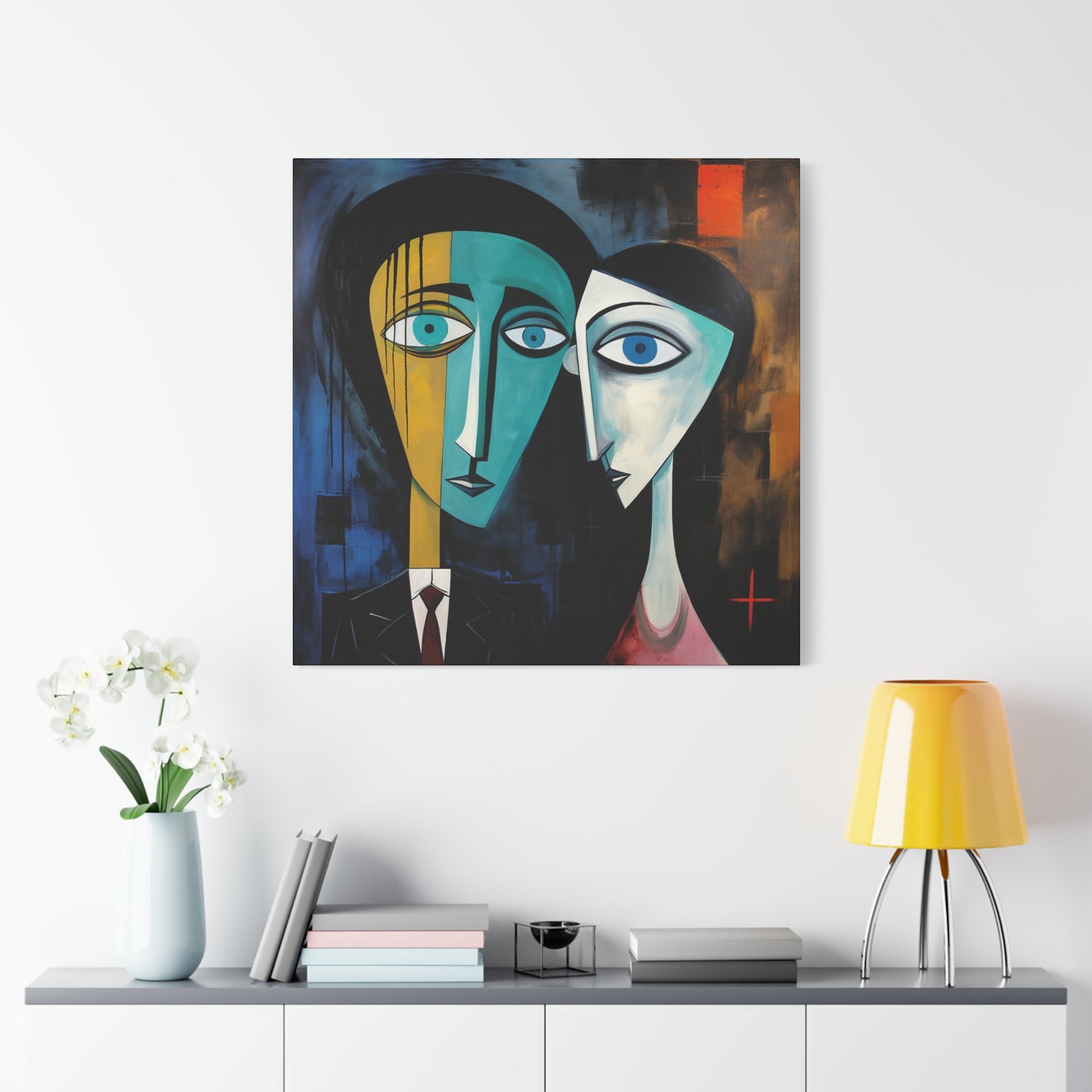 Charles Blackman Inspired – "Silent Connection" Square Canvas Art