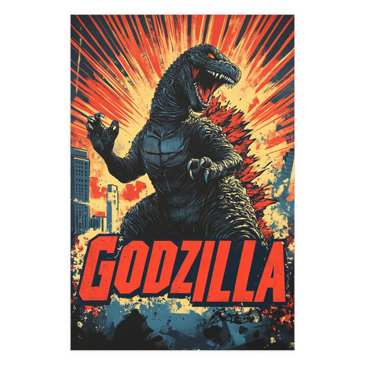 Godzilla Poster V – Retro Japanese Kaiju Artwork Inspired by Showa-Era