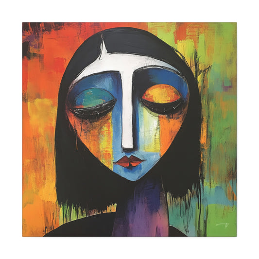 Charles Blackman Inspired – "Melancholy Vision" Square Canvas Art