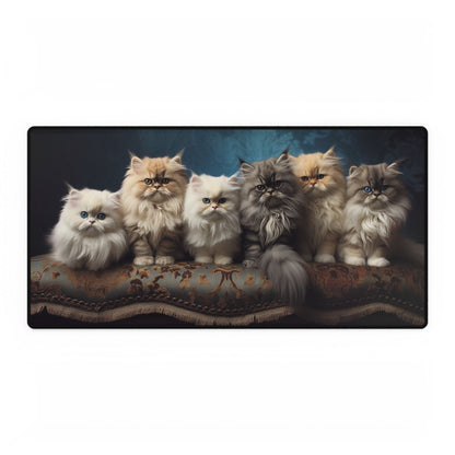 Cute Cats on Fancy Pillow Desk Mat / Mouse Pad – 31.5"x15.5", Adorable & Cozy