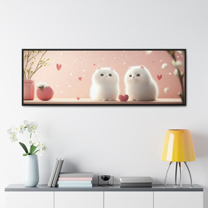 Kids Room Wall Art – "Sweet Love Kittens" | Fluffy White Cats on Pink Background | Adorable Nursery & Playroom Decor