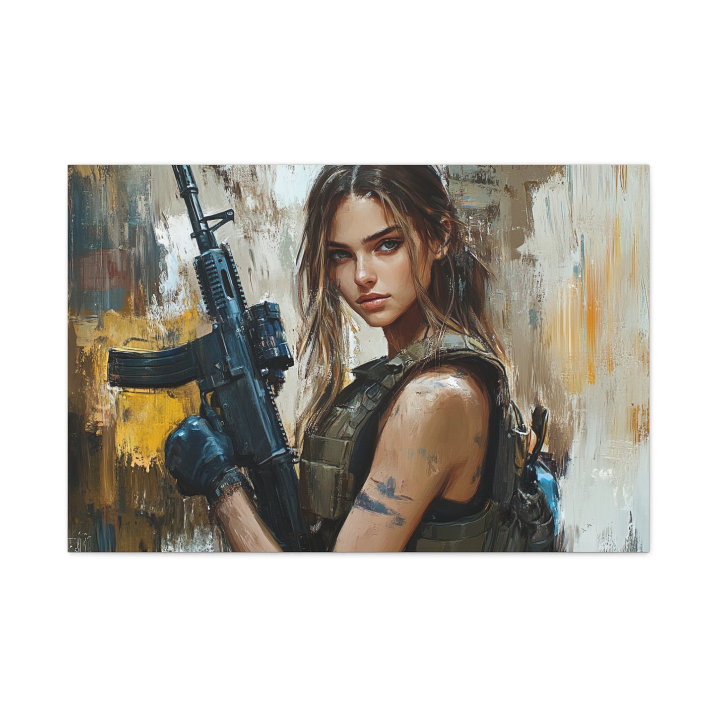 "Battleborn Guardian" – Girls & Guns Kore Series Tactical Warrior Canvas Art