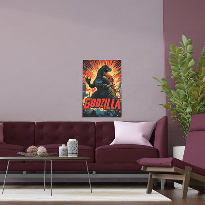 Godzilla Poster V – Retro Japanese Kaiju Artwork Inspired by Showa-Era