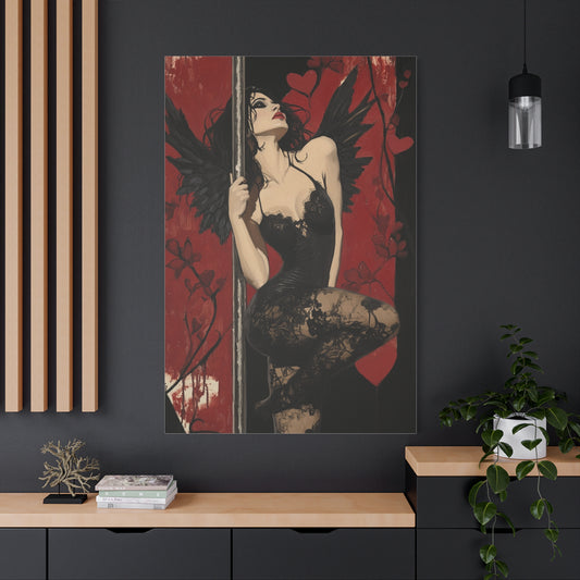 Pole Dance Gothic Canvas Print – Dark Seductive Fantasy Art, Matte Stretched Canvas