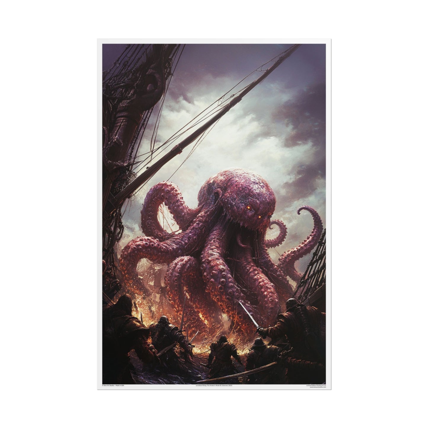 Leviathan Rising: The Kraken’s Wrath by Kore Art Studios (2023) 24x36 Print - Limited Edition Poster xx/25