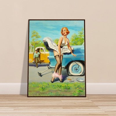 Art Frahm Tow Truck Flat Tire (1955) - Framed Poster 2