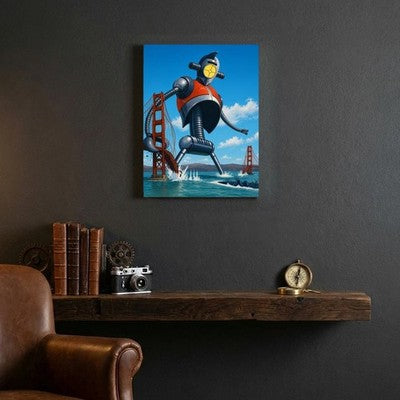 Edward Valigursky Giant Robot Sci-Fi 1956 Canvas Wall Art 24x32 Stretched 3
