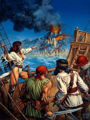 PIRATES DUNGEONS & DRAGONS BY CLYDE CALDWELL POSTER FANTASY VIBRANT-COLORED