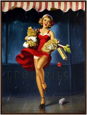 Art Frahm A Sudden Gust in the Rain (1952) Framed Poster