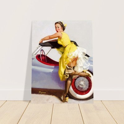 Gil Elvgren Cover Up (1955) Vintage Pin-Up Poster - Yellow Dress 2