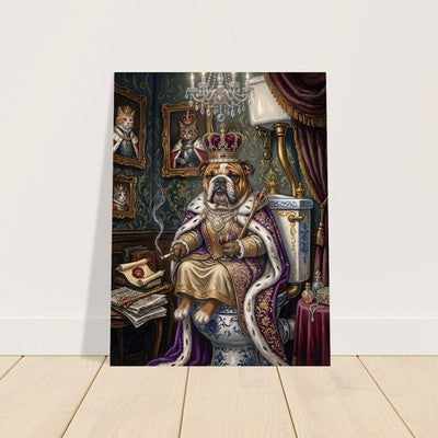 Royal English Bulldog on the Throne Funny Bathroom Wall Art Vintage Dog Print 2