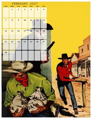2027 Sam Cherry - Pulp Western Wall Calendar Pin-Up Vintage 3