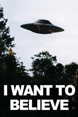 X-Files I Want to Believe UFO Sci-Fi TV Poster 1993 Wall Art Decor