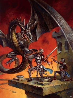 DRAGON ATTACK BY CLYDE CALDWELL POSTER D&D FANTASY VIBRANT-COLORED SHARP-DETAIL