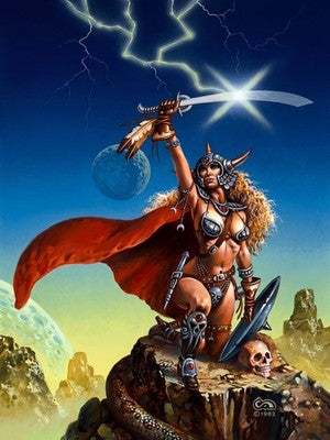AMAZON 1982 BY CLYDE CALDWELL POSTER FANTASY VIBRANT-COLORED WALLART