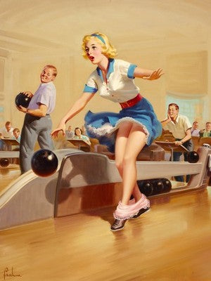 Art Frahm A Strike 1955 Vintage Bowling Pin-Up Poster