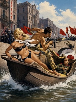 Earl Norem Escape from the Red Tide Poster – 1967 Adventure Art Wall Art Decor