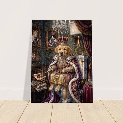 Royal Golden Retriever on the Throne Funny Bathroom Wall Art Vintage Dog Print 2