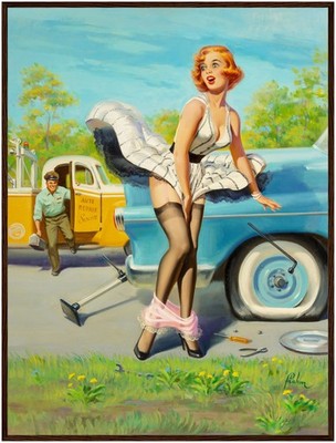 Art Frahm Tow Truck Flat Tire (1955) - Framed Poster