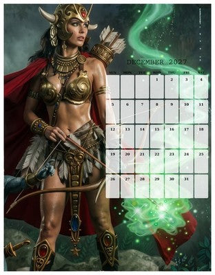 2027 Gorgeous Fantasy Ladies Wall Calendar Pin-Up Fantasy Art 6