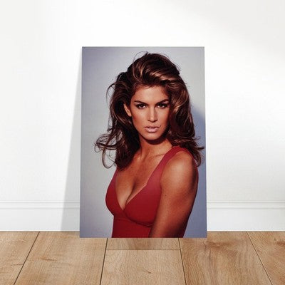 Cindy Crawford in Red 1991 Poster – Iconic 90s Celebrity Portrait Wall Art Decor 2