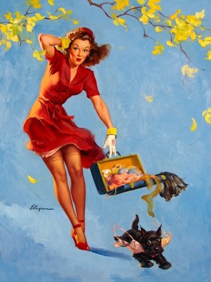 Gil Elvgren Finders Keepers (1945) Vintage Poster - Retro Pin-Up Art