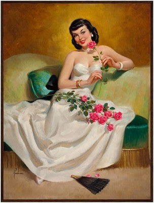 Art Frahm Brunette with Roses (1949) - Framed Poster