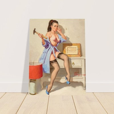 The Wrong Nail by Gil Elvgren (1967) Vintage Poster 2