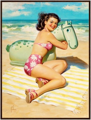 Art Frahm Girl with Beach Toy (1950) - Framed Poster