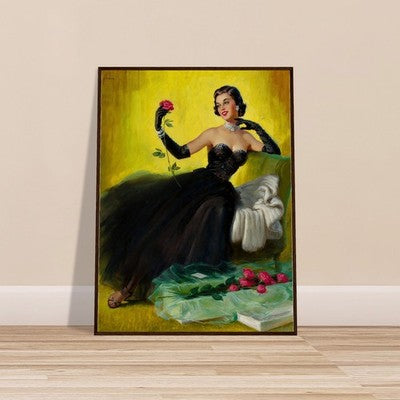 Art Frahm Glamorous Pin-Up with Roses (1950) - Framed Poster 2
