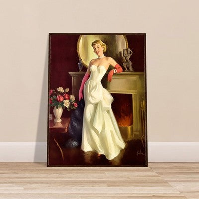 Art Frahm Pin-Up in Front of Fireplace (1953) - Framed Poster 2