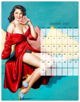 2027 Art Frahm Pin-Up Wall Calendar 8.5x11 Vintage Pinup Girls 12 Months 2