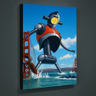 Edward Valigursky Giant Robot Sci-Fi 1956 Canvas Wall Art 24x32 Stretched