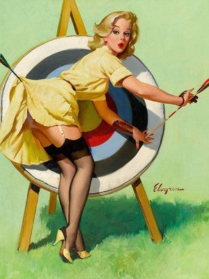 Gil Elvgren A Near Miss Right on Target (1964) Poster